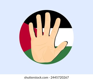 Jordanflagge mit Handstopp-Schild, Protest- und Menschenrechtsidee, Vektorgrafik-Design, Protest in Jordanien, Einschränkung oder verbotenes Emblem, Verletzung der Meinungsfreiheit, Krieg beenden