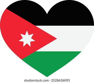 Jordan flag heart . Jordan flag in heart shape . Jordan love symbol . Vector illustration