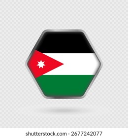 Jordanische Flagge in einem Sechseckrahmen.