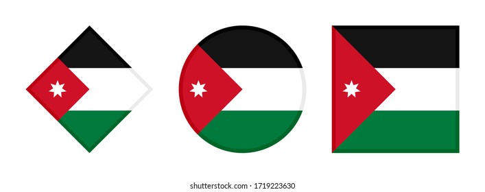 Jordanflaggenset einzeln auf weißem Hintergrund