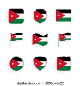 Jordan Flag Icons Set Stylish Design