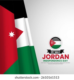 Jordan flag for jordan independence day banner background with realistic flag