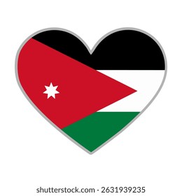 Jordan flag. Jordan love flag. Jordan flag in heart shape. Love symbol. Vector illustration