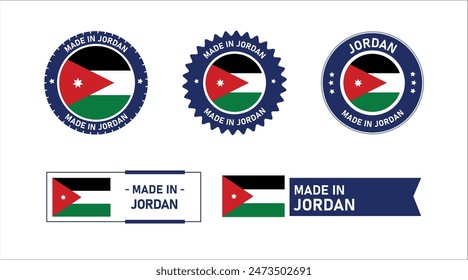 Jordan flag, Made in Jordan. Tag, Seal, Stamp, Flag, Icon vector