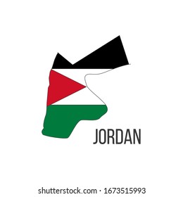 jordanische Flaggenkarte. Die Flagge des Landes in Form von Grenzen. Stockillustration für Vektorillustrationen einzeln auf weißem Hintergrund.