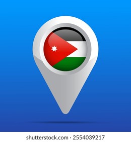 Jordan Flag Map Icon. Glossy icon. 3D. Vector Illustration.