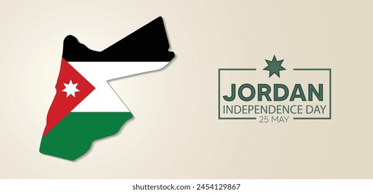 Jordan flag map for Independence Day 25 May vector poster