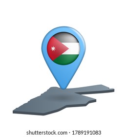 Jordan flag map pin on white