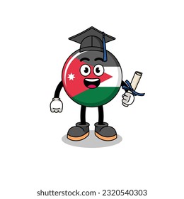 jordan flag mascot with graduation pose , character design