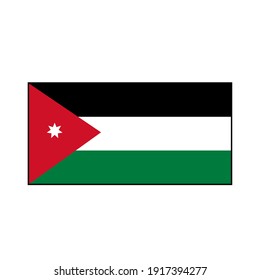 Jordan Flag Flag official size and colors on isolated white for Middle East or Arabian Gulf push button concepts.	