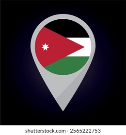 Jordan Flag on Location Pin. vector illustration