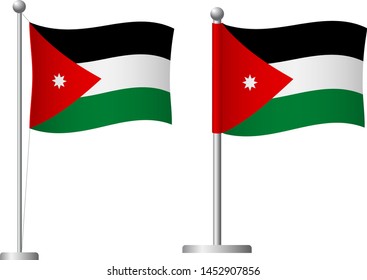 jordan flag on pole. Metal flagpole. National flag of Jordan vector illustration