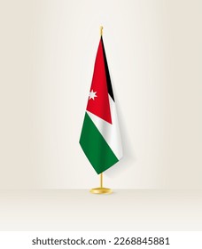 Jordan flag on a flag stand. Vector illustration.