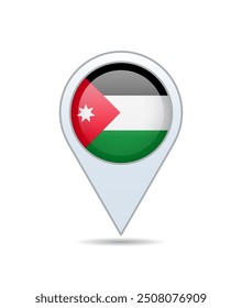 Jordanien - Flaggenstift für Karte. Vektorgrafik.
