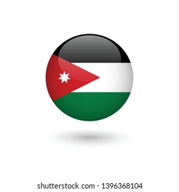 Jordan flag - round glossy button, Vector image and icon