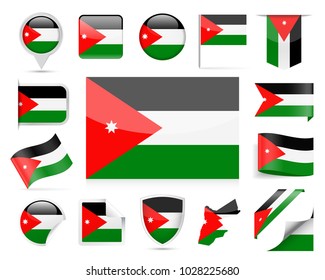 Jordan Flag Set - Vector Illustration