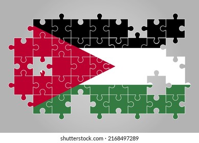 jordanische Flagge Form des Puzzle-Vektorgrafik, Puzzle-Karte, Jordanflagge für Kinder und Klassenzimmer, Logo des Landes, Problemlösungskonzept, flaches Design