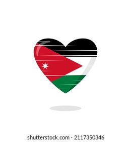 Jordan flag shaped love illustration. Floating flag love icon. Nationality concept.