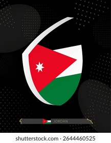 Jordan Flag Shield icon in 3D on Dark Modern Abstract Rugby Background. Perfect for sports events, heritage themes, national celebrations, and patriotic designs.