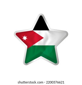 Jordanflagge im Stern. Button-Stern und Flaggen-Vorlage. Einfache Bearbeitung und Vektorgrafik in Gruppen. Nationale Flagge, Vektorgrafik auf weißem Hintergrund.