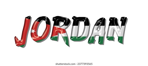 Jordan flag text font, 3D Jordan colorful background, Jordan flag vector illustration