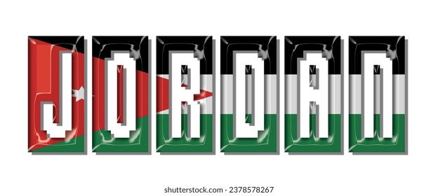 JORDAN-Flag-Schriftart, 3D-JORDAN-bunter Hintergrund, JORDAN-Flag, Vektorgrafik