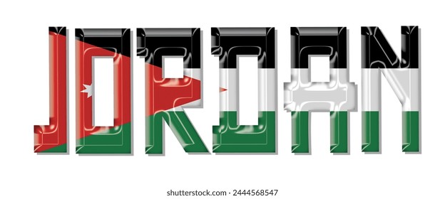 Jordan flag text font, 3D Jordan flag colorful background, Jordan flag vector illustration
