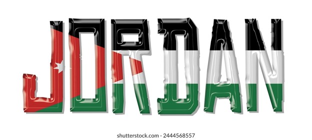 Jordan flag text font, 3D Jordan flag colorful background, Jordan flag vector illustration