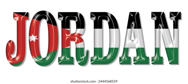 Jordan flag text font, 3D Jordan flag colorful background, Jordan flag vector illustration