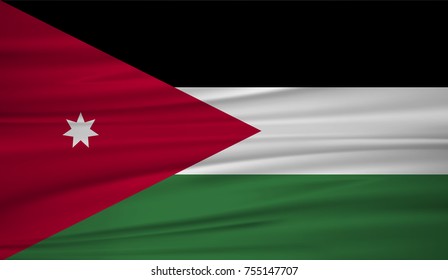 Jordan flag vector. Vector flag of Jordan blowig in the wind. EPS 10.