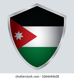 Jordan Flag Vector Shield Icon. asia. vector illustration. vector shadow. gray background. 3d. eps10.