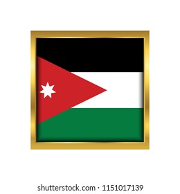 Jordan Flag Vector Square Icon - Illustration, Flag of Jordan. Abstract concept, icon,golden square, button. Raster illustration on white background.
