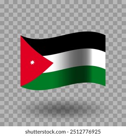 Jordan flag vector. Jordan wavy flag isolated transparent background. Flag of Jordan symbol icon. EPS 10