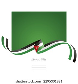 Jordan flag vector. World flags and ribbons. Jordanian flag ribbon on abstract color background