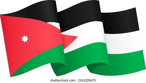 Jordan flag wave  isolated  on png or transparent background,Symbol Jordan,template for banner,card,advertising ,promote,and business matching country poster, vector illustration