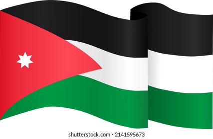 Jordan flag wave  isolated  on png or transparent background,Symbol Jordan,template for banner,card,advertising ,promote,and business matching country poster, vector illustration
