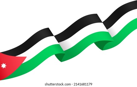 Onda de bandera jordana aislada en fondo png o transparente,Símbolo Jordania,plantilla para banner,tarjeta,publicidad ,promoción y afiches de país que coincidan con negocios, ilustración vectorial