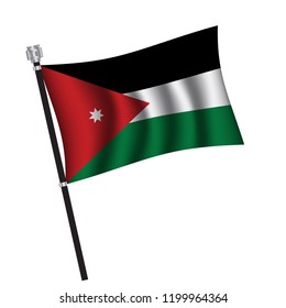 Jordan flag , flag of Jordan waving on flag pole, vector illustration EPS 10.