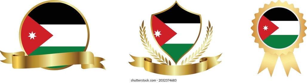 Jordan flags. Symbols of countries map