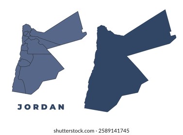 Jordan flat and outline vector map set