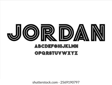 Jordan font for logo and headline. Isolated vector typeset