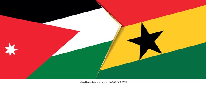 Jordan and Ghana flags, two vector flags symbol of relationship or confrontation.