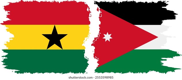 Jordan and Ghana grunge flags connection, vector