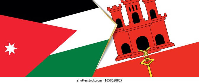 Jordan and Gibraltar flags, two vector flags symbol of relationship or confrontation.