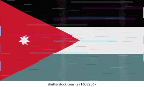 Vector Video de bandera de falla de Jordan, distorsión dividida RGB, ilustración digital abstracta del marco