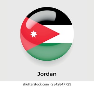 Jordania lustroso bandera nacional burbuja forma redonda icono ilustración vectorial