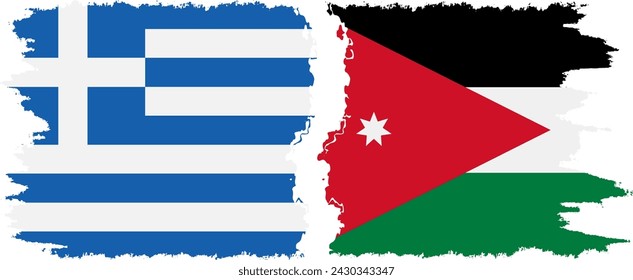 Jordan and Greece grunge flags connection, vector