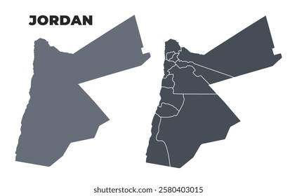 Jordan grey political map simple flat illustration set