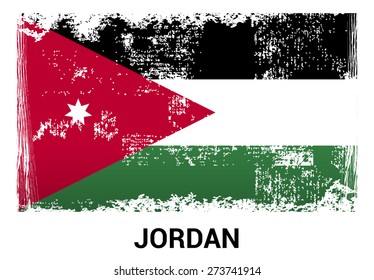 Jordan grunge flag isolated vector in official colors and Proportion Correctly. country's name label in bottom