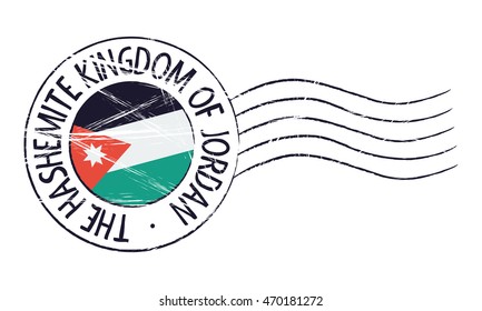 Jordan grunge postal stamp and flag on white background